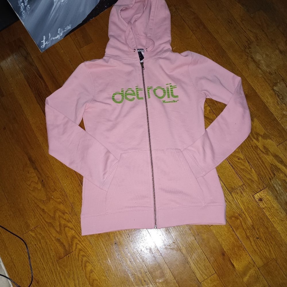 Pre loved moosejaw pink Detroit hoodi